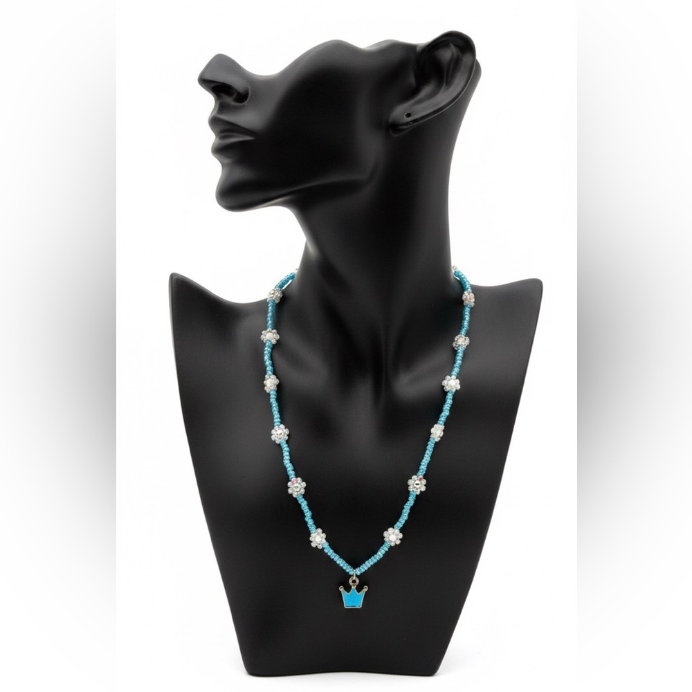 Ethereal Blue Bloom & Crown Choker | Timeless Aura Statement Piece‎